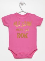 ale szok mam już rok nadruk złoty body z krótkim rękawem kolor ciemny rózowy 227