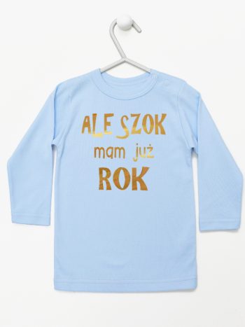 ale szok mam już rok nadruk złoty koszulka z długim rękawem kolor błękitny 227