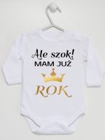 ale szok mam już rok z koroną body z długim rękawem kolor biały 228