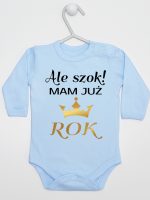 ale szok mam już rok z koroną body z długim rękawem kolor błękitny 228