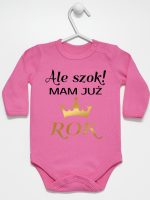 ale szok mam już rok z koroną body z długim rękawem kolor ciemny różowy 228