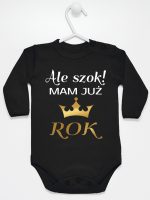 ale szok mam już rok z koroną body z długim rękawem kolor czarny 228