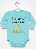 ale szok mam już rok z koroną body z długim rękawem kolor miętowy 228