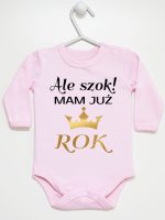 ale szok mam już rok z koroną body z długim rękawem kolor różowy 228