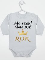 ale szok mam już rok z koroną body z długim rękawem kolor szary 228