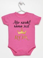 ale szok mam już rok z koroną body z krótkim rękawem kolor ciemny rózowy 228