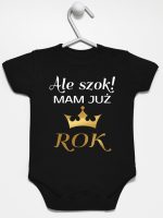 ale szok mam już rok z koroną body z krótkim rękawem kolor czarny 228