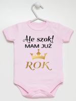 ale szok mam już rok z koroną body z krótkim rękawem kolor różowy 228
