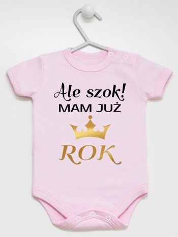 ale szok mam już rok z koroną body z krótkim rękawem kolor różowy 228