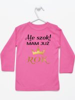 ale szok mam już rok z koroną koszulka z długim rękawem kolor ciemny różowy 228