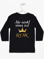 ale szok mam już rok z koroną koszulka z długim rękawem kolor czarny 228
