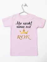 ale szok mam już rok z koroną koszulka z krótkim rękawem kolor różowy 228