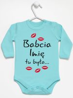 babcia tu była z całusami body z długim rękawem kolor miętowy 184