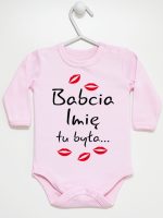 babcia tu była z całusami body z długim rękawem kolor różowy 184