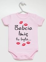 babcia tu była z całusami body z krótkim rękawem kolor różowy 184