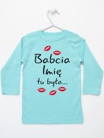 babcia tu była z całusami koszulka z długim rękawem kolor miętowy 184