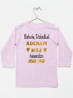 babciu dziadku kocham was bardzo mocno koszulka z długim rękawem kolor różowy 197