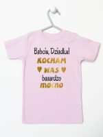 babciu dziadku kocham was bardzo mocno koszulka z krótkim rękawem kolor różowy 197