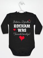 babciu dziadku kocham was tak bardzo body z długim rękawem kolor czarny 241