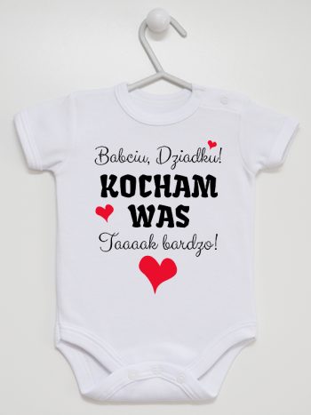 babciu dziadku kocham was tak bardzo body z krótkim rękawem kolor biały 241