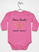 babciu dziadku kocham was tak mocno body z długim rękawem kolor ciemny różowy 198