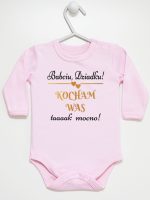 babciu dziadku kocham was tak mocno body z długim rękawem kolor różowy 198