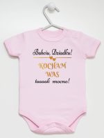 babciu dziadku kocham was tak mocno body z krótkim rękawem kolor różowy 198