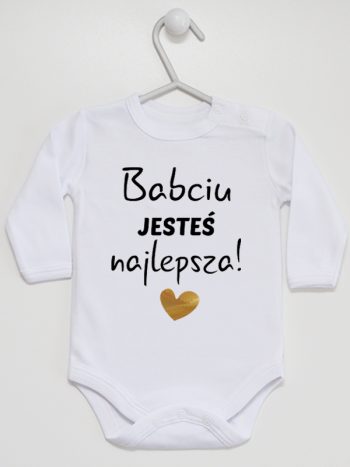 babciu jesteś najlepsza body z długim rękawem kolor biały 177