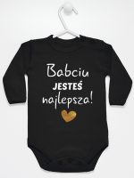 babciu jesteś najlepsza body z długim rękawem kolor czarny 177