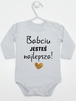babciu jesteś najlepsza body z długim rękawem kolor szary 177