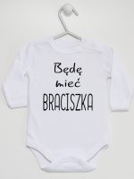 będę mieć braciszka body z długim rękawem kolor biały 192