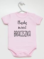 będę mieć braciszka body z krótkim rękawem kolor różowy 192