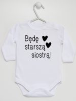 będę starszą siostrą body z długim rękawem kolor biały 083