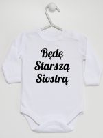 będę starszą siostrą body z długim rękawem kolor biały 171