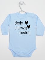 będę starszą siostrą body z długim rękawem kolor błękitny 083