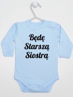 będę starszą siostrą body z długim rękawem kolor błękitny 171