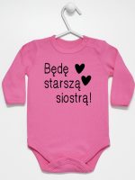 będę starszą siostrą body z długim rękawem kolor ciemny różowy 083
