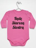 będę starszą siostrą body z długim rękawem kolor ciemny różowy 171