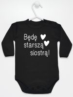 będę starszą siostrą body z długim rękawem kolor czarny 083