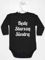 będę starszą siostrą body z długim rękawem kolor czarny 171