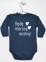 będę starszą siostrą body z długim rękawem kolor granatowy 083