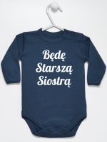 będę starszą siostrą body z długim rękawem kolor granatowy 171