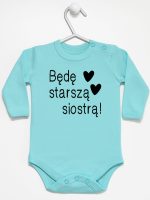 będę starszą siostrą body z długim rękawem kolor miętowy 083