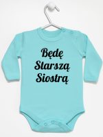 będę starszą siostrą body z długim rękawem kolor miętowy 171