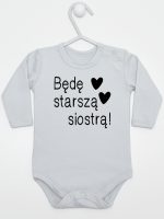 będę starszą siostrą body z długim rękawem kolor szary 083