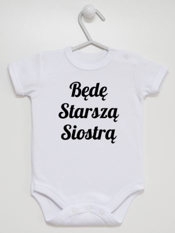 będę starszą siostrą body z krótkim rękawem kolor biały 171