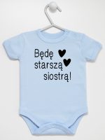 będę starszą siostrą body z krótkim rękawem kolor błękitny 083