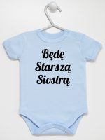 będę starszą siostrą body z krótkim rękawem kolor błękitny 171