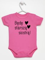 będę starszą siostrą body z krótkim rękawem kolor ciemny rózowy 083