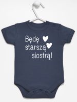 będę starszą siostrą body z krótkim rękawem kolor granatowy 083